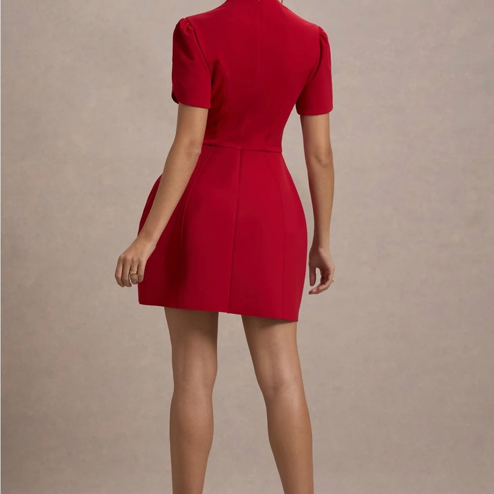 Chic Scarlet Mini Dress - Picture 2 of 7